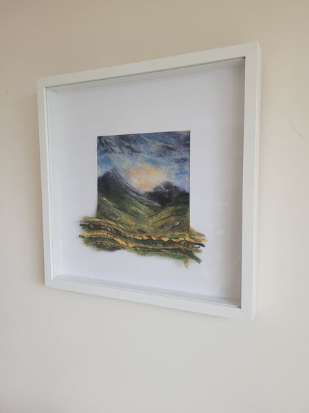 Needle Felted Landscape 3D Art | New Zealand Mountain Sunrise | Unique Merino Wool Wall Decor
