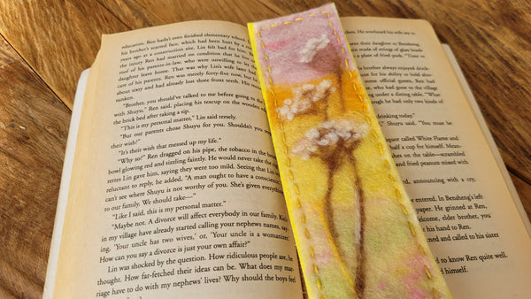 Wool Art Bookmark Spring Blossoms