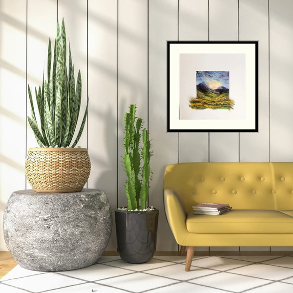 Needle Felted Landscape 3D Art | New Zealand Mountain Sunrise | Unique Merino Wool Wall Decor