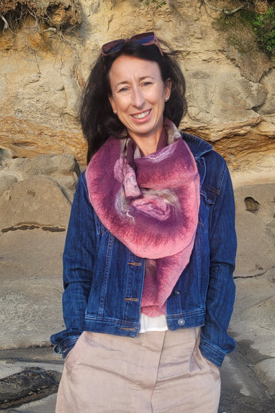 Dusty Rose Silk Scarf – Lightweight Merino Wool Wrap | Romantic Gift For Her