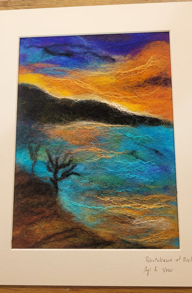 Merino Wool & Silk Fibres Framed Wall Art | Pohutukawa at the Dusk