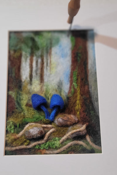 Wool Painting | Blue Fungi New Zealand Icon –  Framed 3d Handmade Wall Art Decor