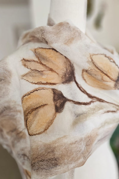 Close-up of a hand with a floral design on a white background