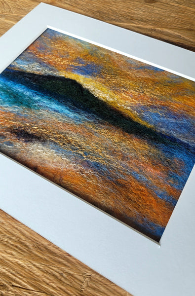 Wool Silk Painting – Ocean Golden Dawn Framed Handmade Wall Art Decor