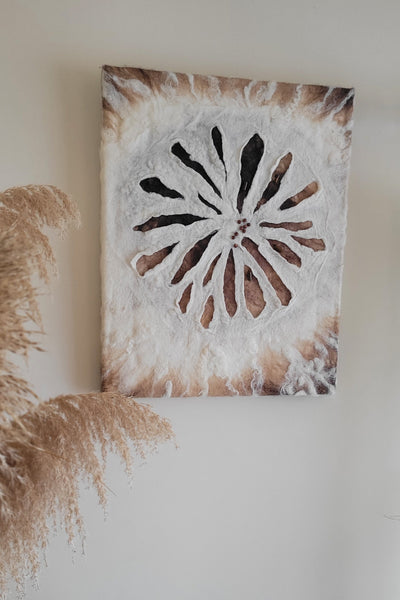 Seed of Light, wall texture art merino wool 51 x 40 cm