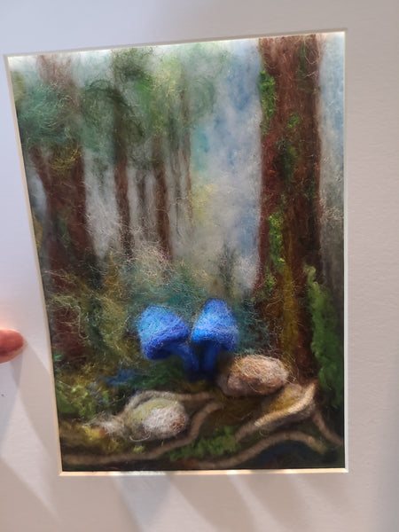 Wool Painting | Blue Fungi New Zealand Icon –  Framed 3d Handmade Wall Art Decor