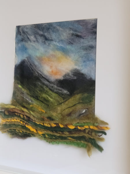 Needle Felted Landscape 3D Art | New Zealand Mountain Sunrise | Unique Merino Wool Wall Decor