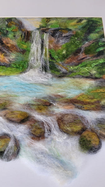 Waterfall Beyond the Frame | Needle Felted Wall | size with frame 55 x 55 cm!