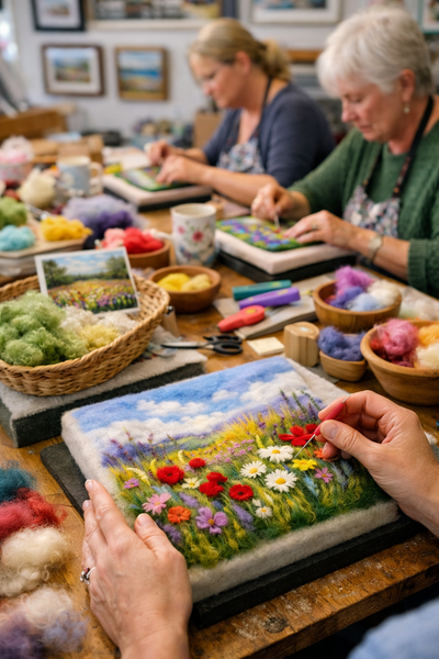 Needle Felting Workshop – Create Wildflower Meadow Art with Wool Painting Class