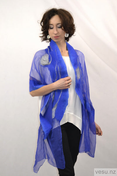 Merino wool with silk blue shawl 4275