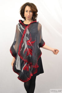 Shawl silk with merino wool graphite 4296