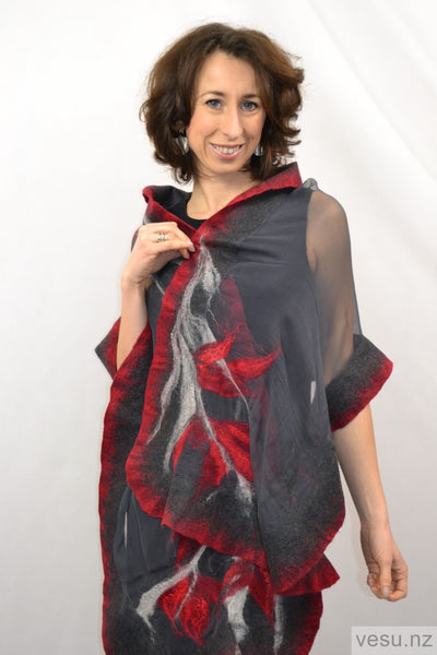 Shawl silk with merino wool graphite 4296