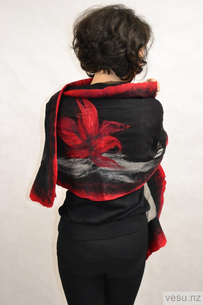Large shawl black with red  4302