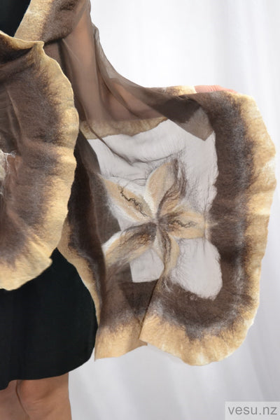 Unique silk shawl with merino wool 4346