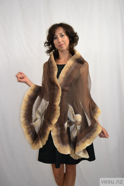 Unique silk shawl with merino wool 4346