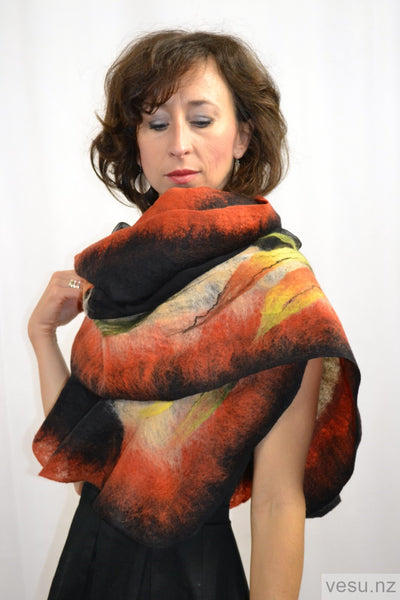 Silk shawl with merino wool Autumn colours 4359