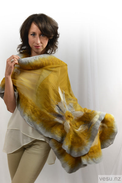 Handmade silk shawl Honey  4365