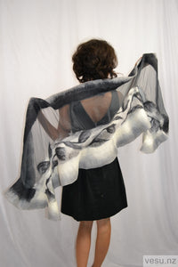 Handmade Silk Shawl - Vesunz Large Gray Merino Wool Wrap VESU Handmade Silk Shawl - Vesunz Large Gray Merino Wool Wrap VESU