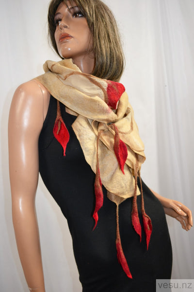 Nuno-felting silk scarf with merino wool 4381