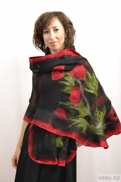 Silk shawl to dress handmade with merino wool 4397