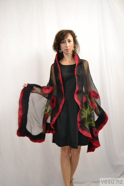 Silk shawl to dress handmade with merino wool 4397