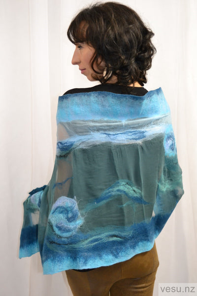 handmade silk scarf with merino wool