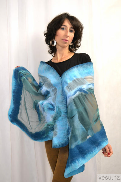 Silk scarf for evening creations turquoise 4418