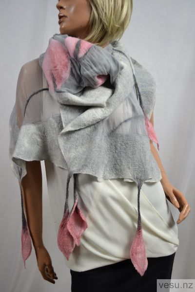 Light gray silk shawl with merino wool 4470
