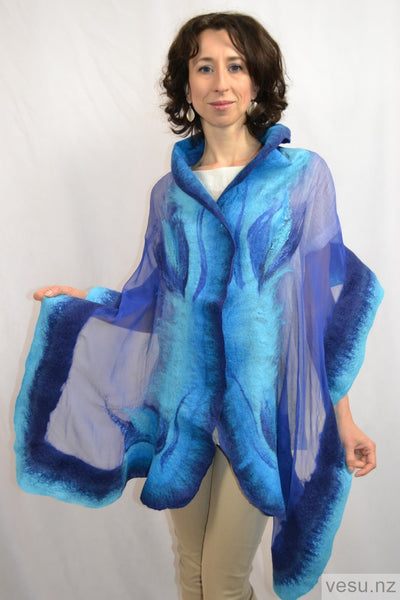 Turquoise silk shawl