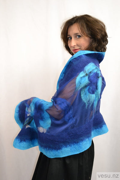 Large silk shawl with New Zealand merino wool 4488