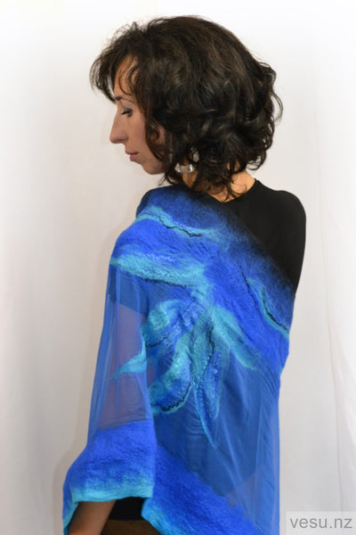 Blue and turquoise silk shawl 4520