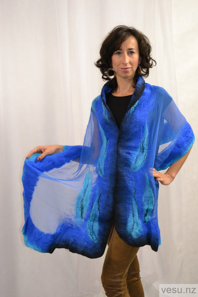 Blue and turquoise silk shawl 4520
