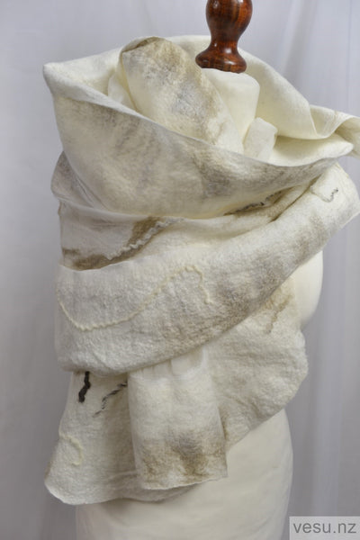 Wedding shawl white and khaki 4523