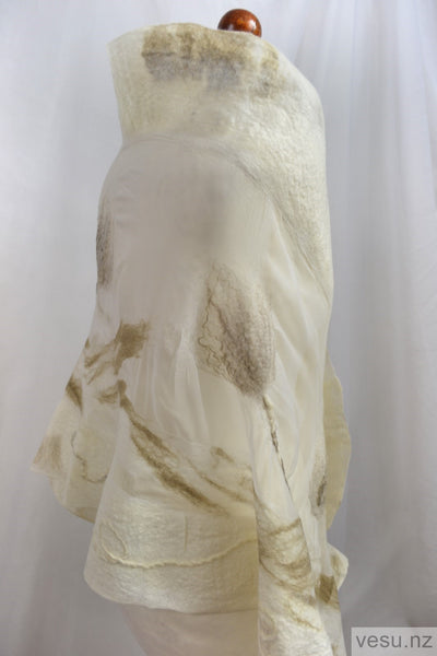 Wedding shawl white and khaki 4523
