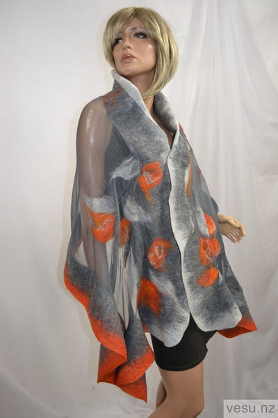 Silk shawl, New Zealand merino wool 4529