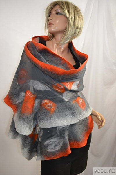 Silk shawl, New Zealand merino wool 4529