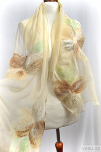 Silk shawl  handmade nuno felting