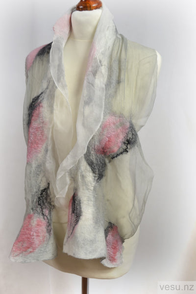 Gray silk shawl pink merino wool shades 4548