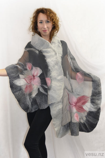 Light gray with pink shawl, cape, bolero 4601