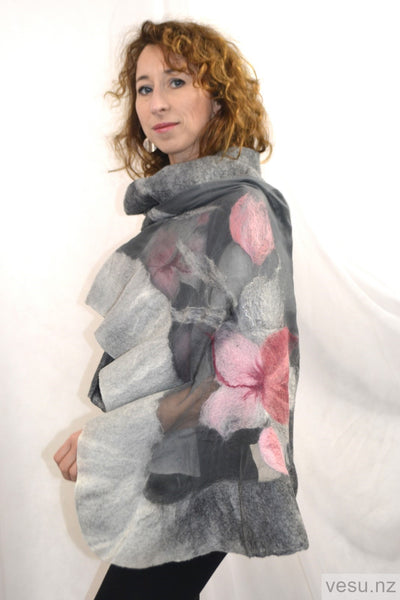 Light gray with pink shawl, cape, bolero 4601