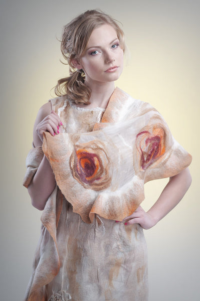 Unique bridesmaid shawl, handmade in New Zealand nuno felted silk scarf for evening, wedding wrap.