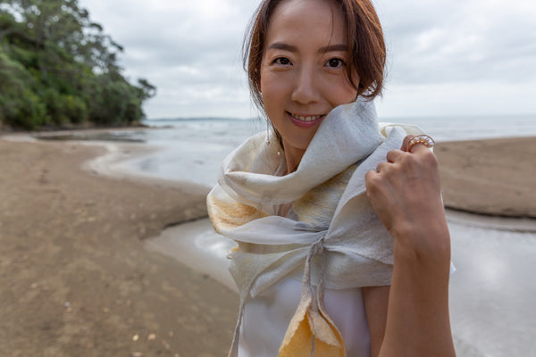 Unique wedding shawl, cape, bolero natural silk and merino wool, wearable art handmade in New Zealand, Perfect to weeding dress