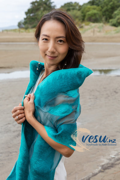 Emerald Green Silk Wool Shawl - Wedding Guest Wrap