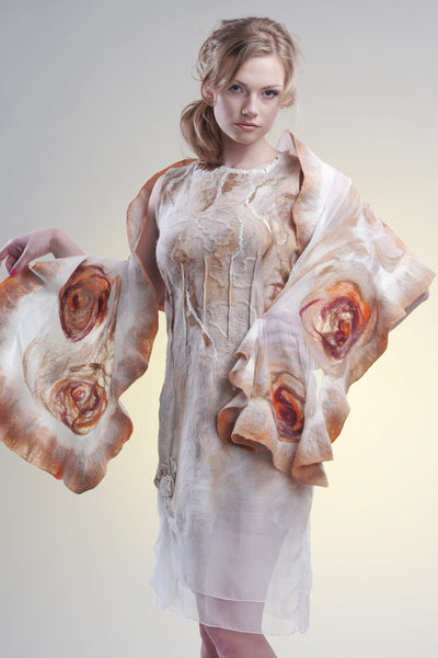 Unique bridesmaid shawl, handmade in New Zealand nuno felted silk scarf for evening, wedding wrap.