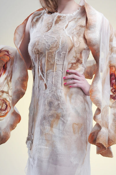 Unique bridesmaid shawl, handmade in New Zealand nuno felted silk scarf for evening, wedding wrap.