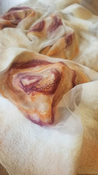 Unique bridesmaid shawl, handmade in New Zealand nuno felted silk scarf for evening, wedding wrap.