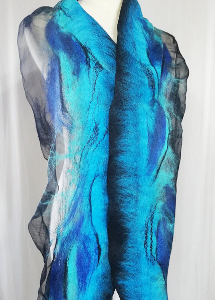 Stunning wrap, luxury look to your dress - must have it! Energetic blue of merino & silk. Cools in summer warm in winter, turquoise scarf