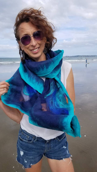 Incredible hand art scarf to the dress. Painting with merino, for every day or party. Every woman envies you. Unique design. Only one copy.