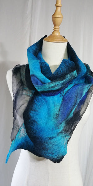 Stunning wrap, luxury look to your dress - must have it! Energetic blue of merino & silk. Cools in summer warm in winter, turquoise scarf