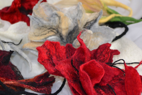 Stunning merino brooch adds new look to your dress, coat, bag - must have it! Perfect to pin shawl, scarf, Autumn colors, brown, orange